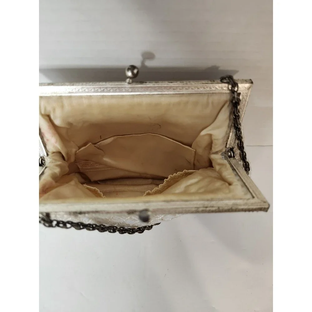 vintage white beaded clutch purse
